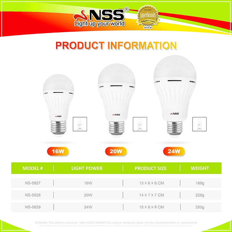 NSS 16W 20W 24W LED Bulb LED Light Emergency Bulb Durable Light White ...