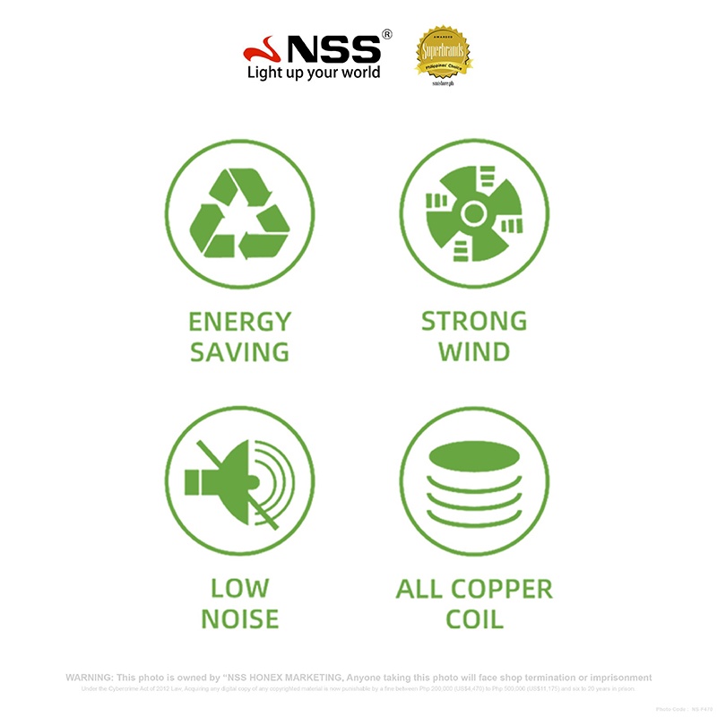 NSS 5 Blades Ceiling Fan Portable Electric Fan Household Hanging Fan ...