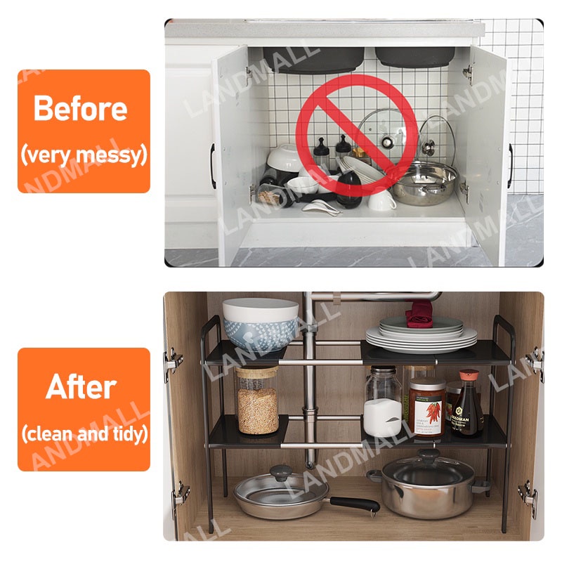 Under Sink Organizer Rack Scalable sink storage rack Expandable Shelf