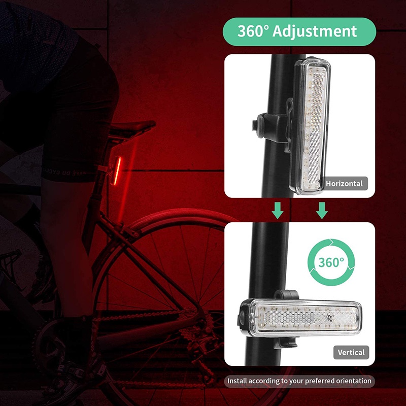 [2 straps]Rainbow Color Led Bike Rear Light Usb Rechargeable Waterproof ...
