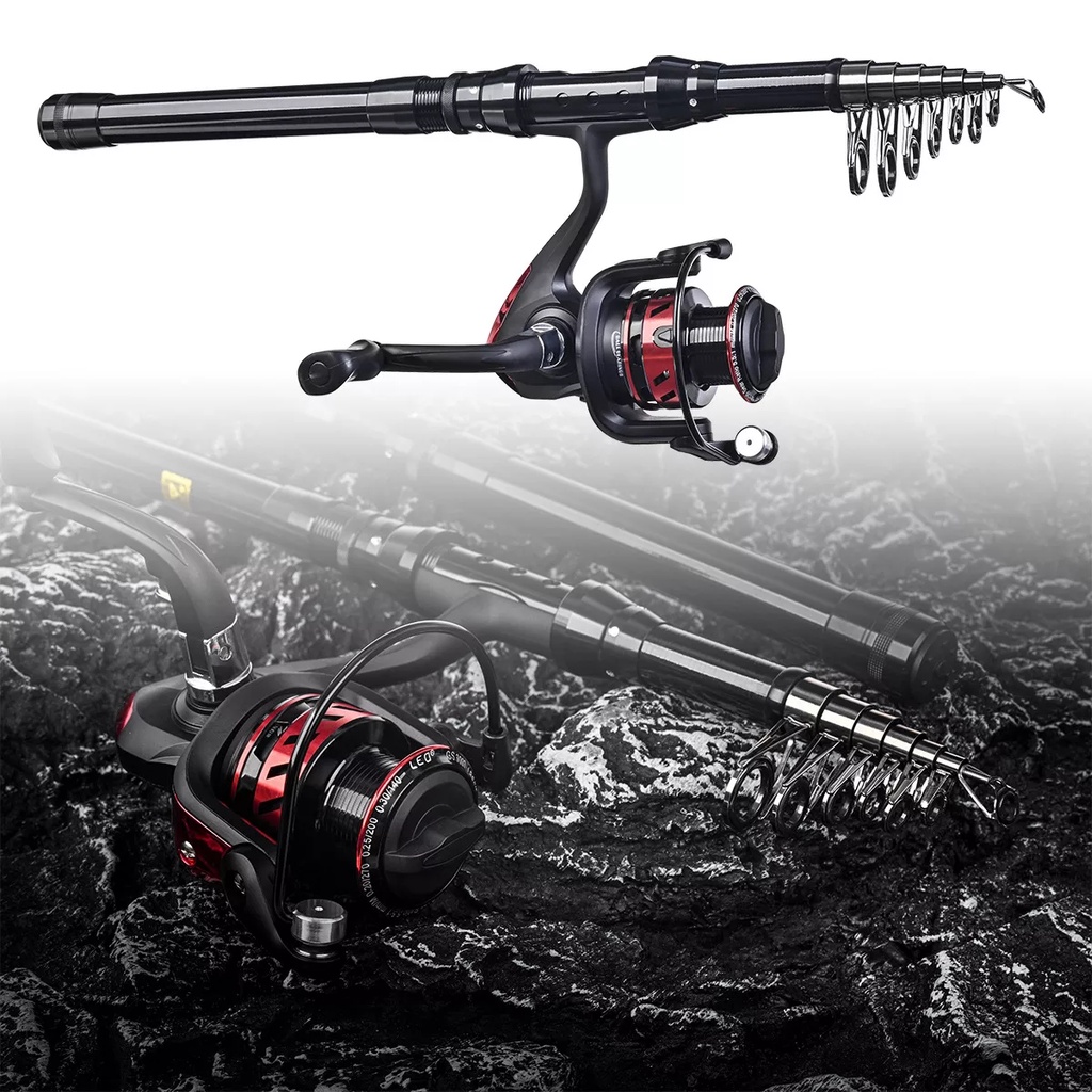 Telescopic 2.1m Fishing Rod and Reel Combo Full Kit Spinning