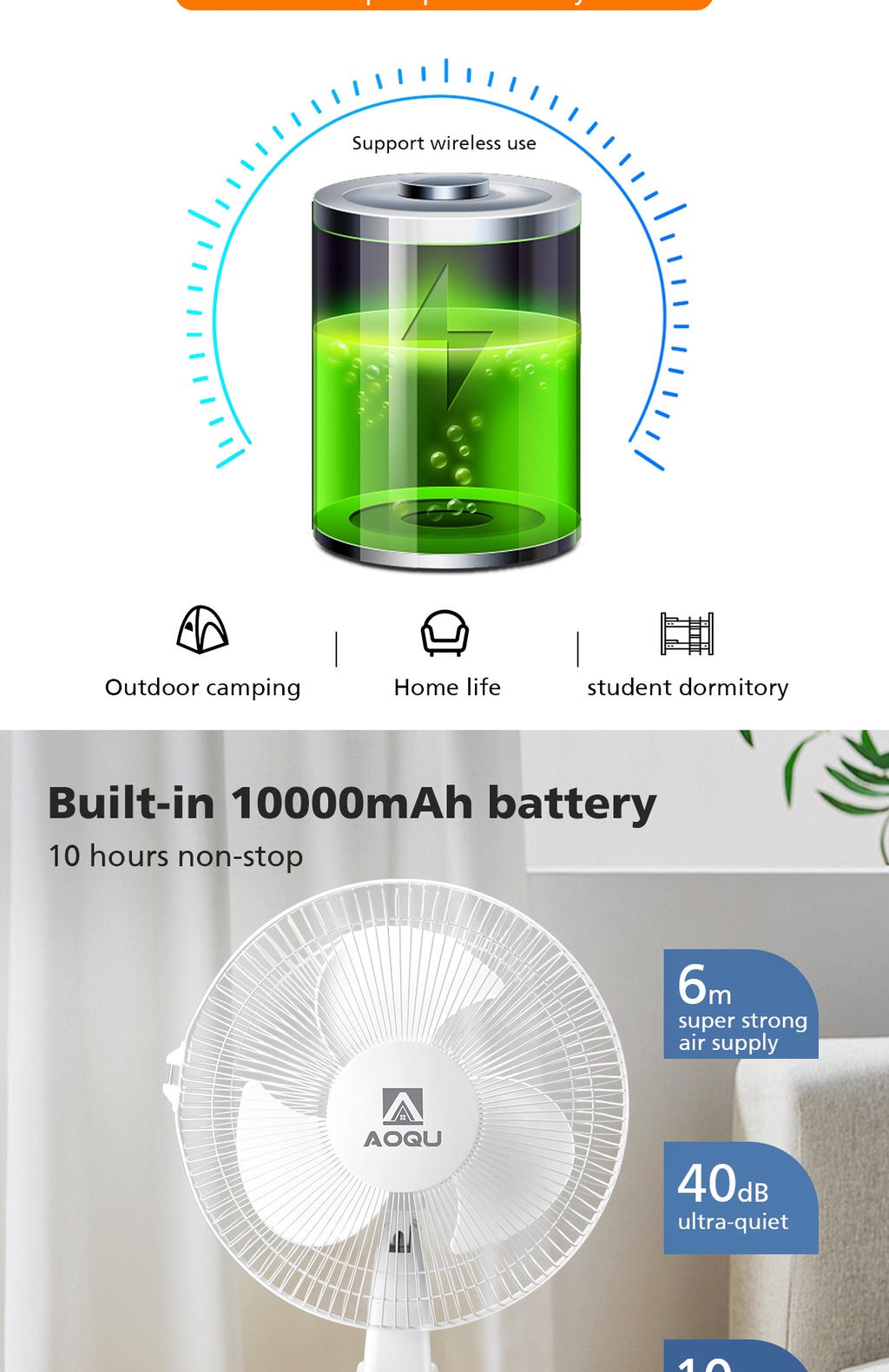 Solar electric fan 12“ 14” 16“ electric fan with solar fan and USB led ...
