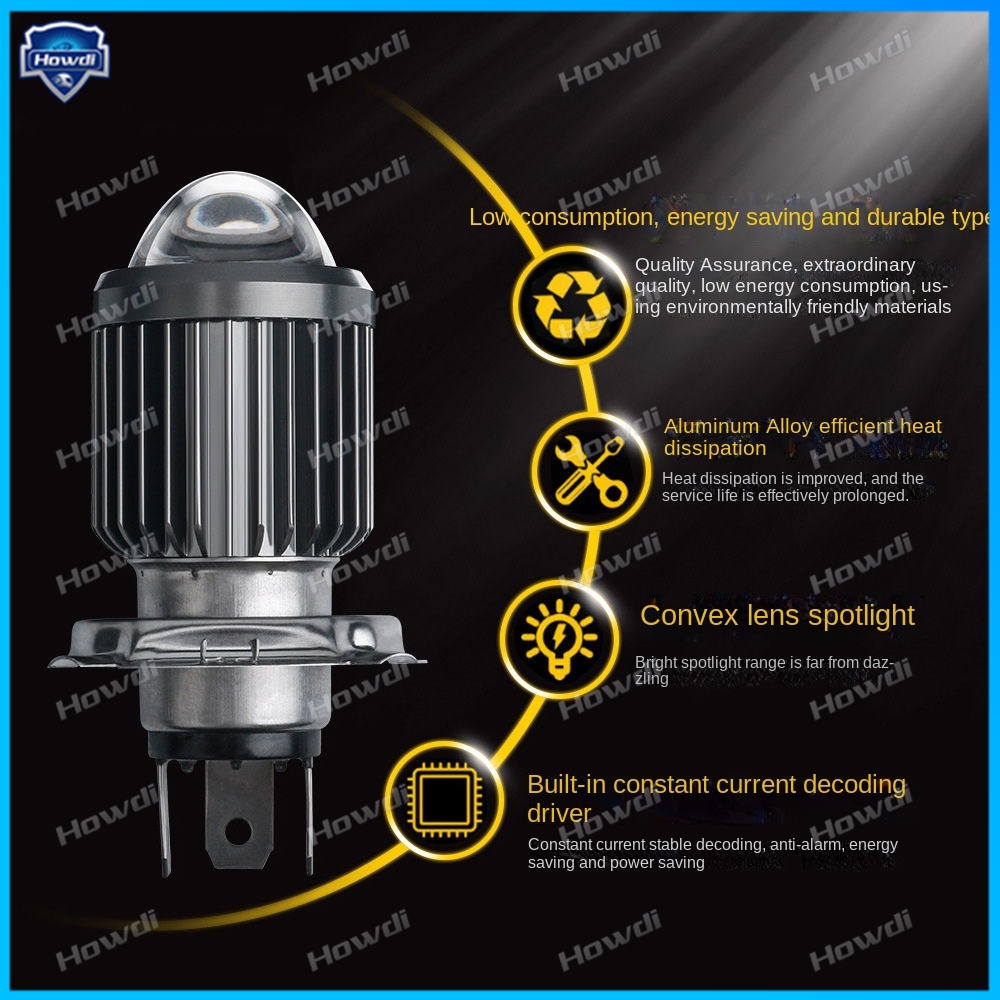 H6 BA20D H4 LED Motorcycle Headlight Bulbs with Lens Scooter Fog Lights ...