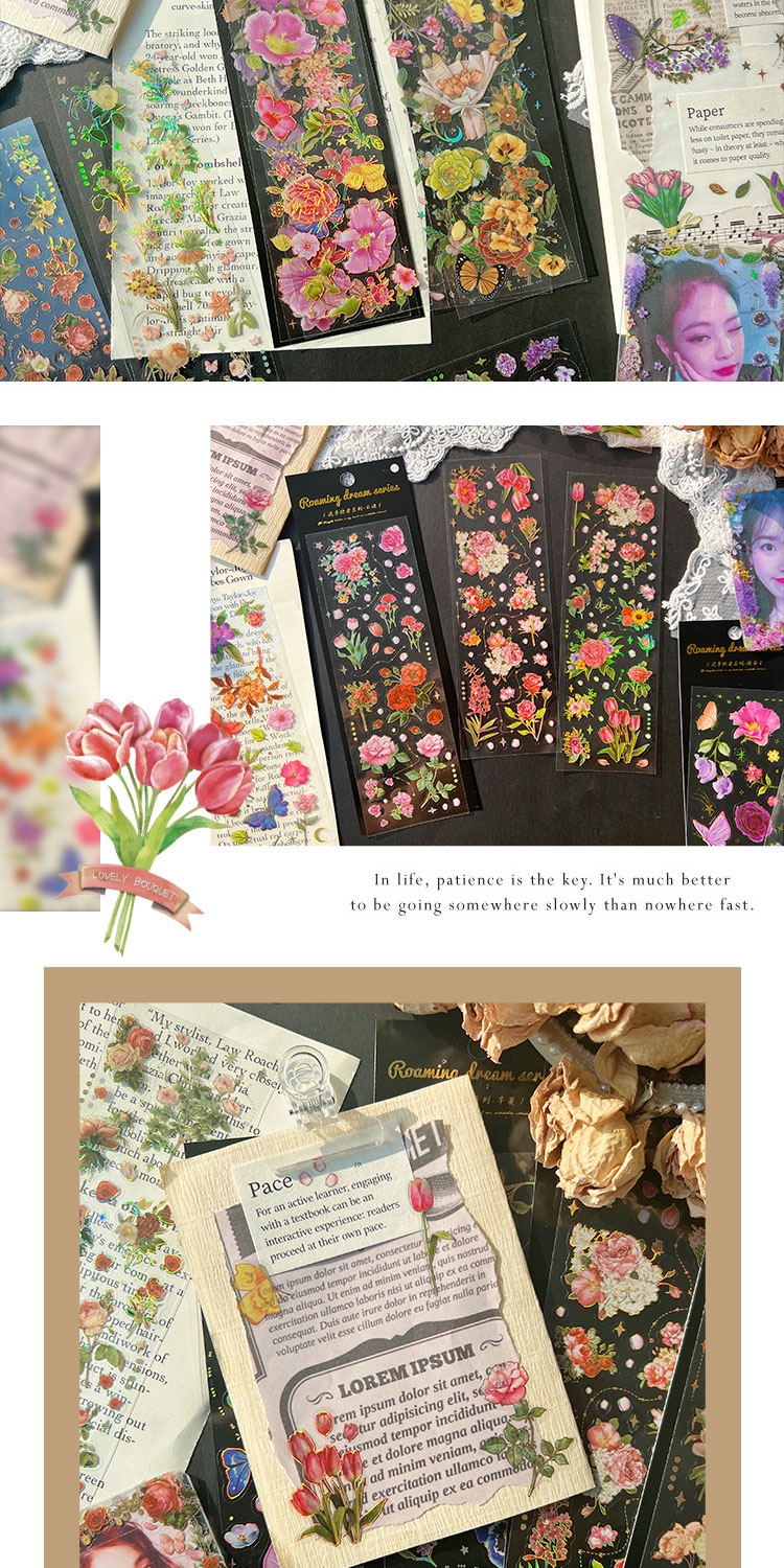 Journamm 3pcs/pack PET Materials Gilding Craft Stickers DIY Cut Collage ...