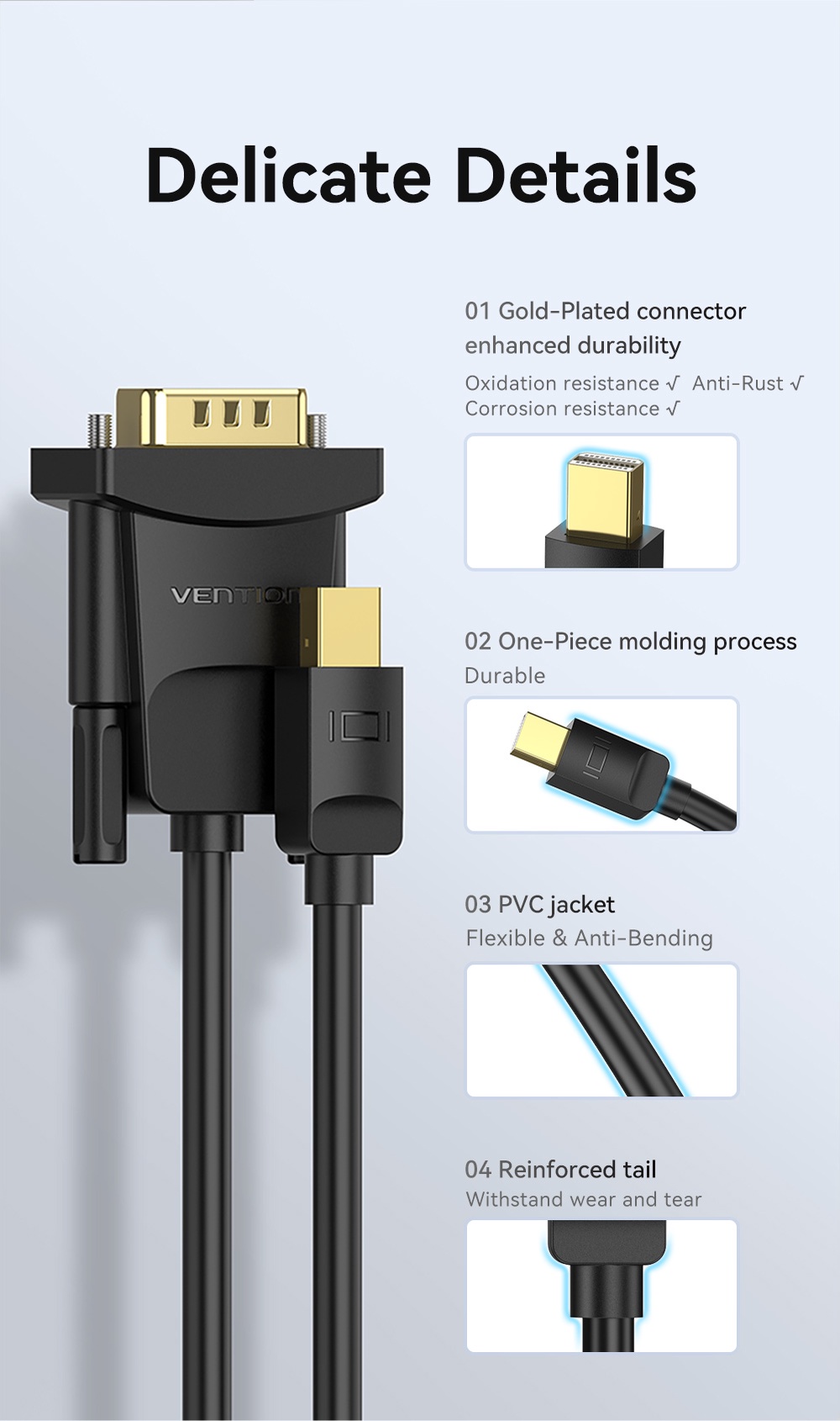 Vention Mini Dp To Dva Cable 1080p 60hz Adapter Audio Video Converter ...