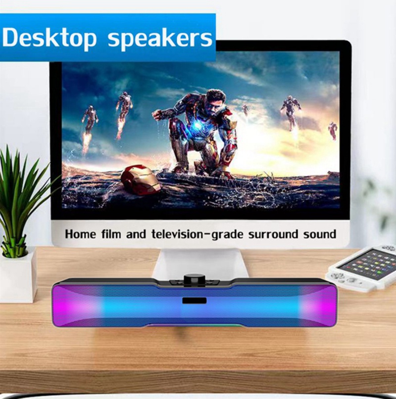 NBY216L RGB Bluetooth Speaker Computer Desktop Soundbar Wired USB 3.5mm ...