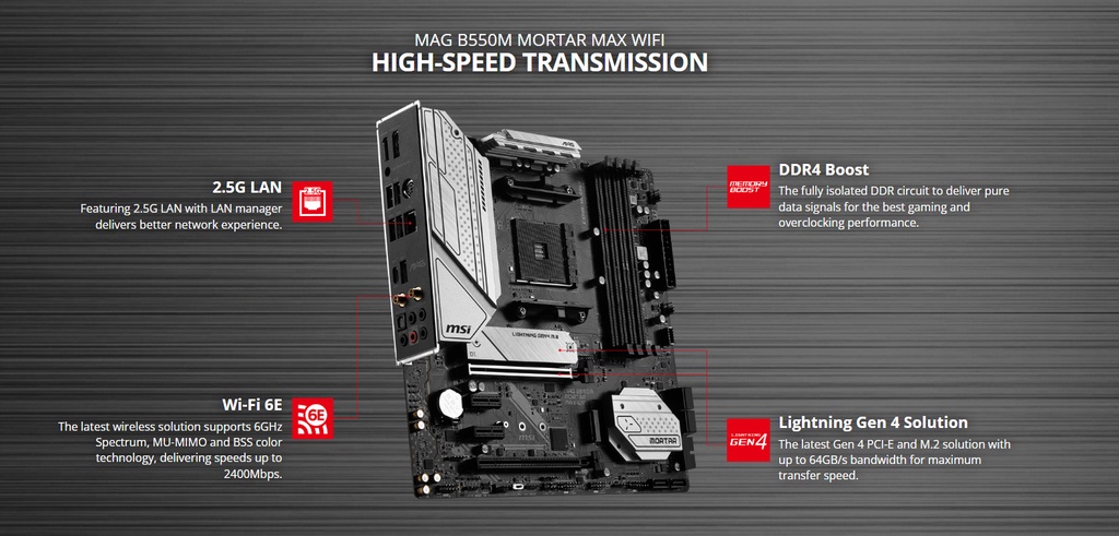 AMD Ryzen 5 5600X Processor with MSI MAG B550M MORTAR MAX WIFI