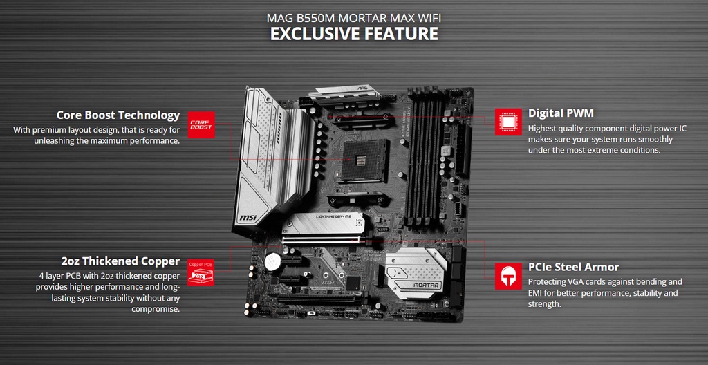 AMD Ryzen 5 5600X Processor with MSI MAG B550M MORTAR MAX WIFI