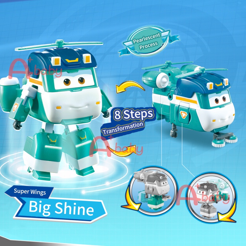 A+baby] Super Wings (New Characters Ellie/Shine/New-Jerome) Auldey Toys  Action Figure Robot Transformation Kids Gift