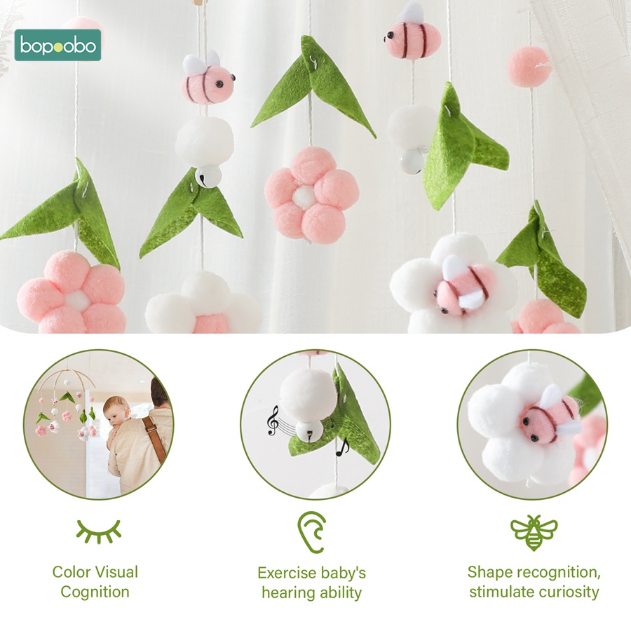 1 set of baby cell phone rattles toy Bee Flower bedbell baby toys 0-12 ...