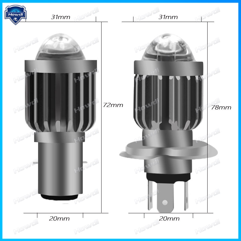 H6 BA20D H4 LED Motorcycle Headlight Bulbs with Lens Scooter Fog Lights ...