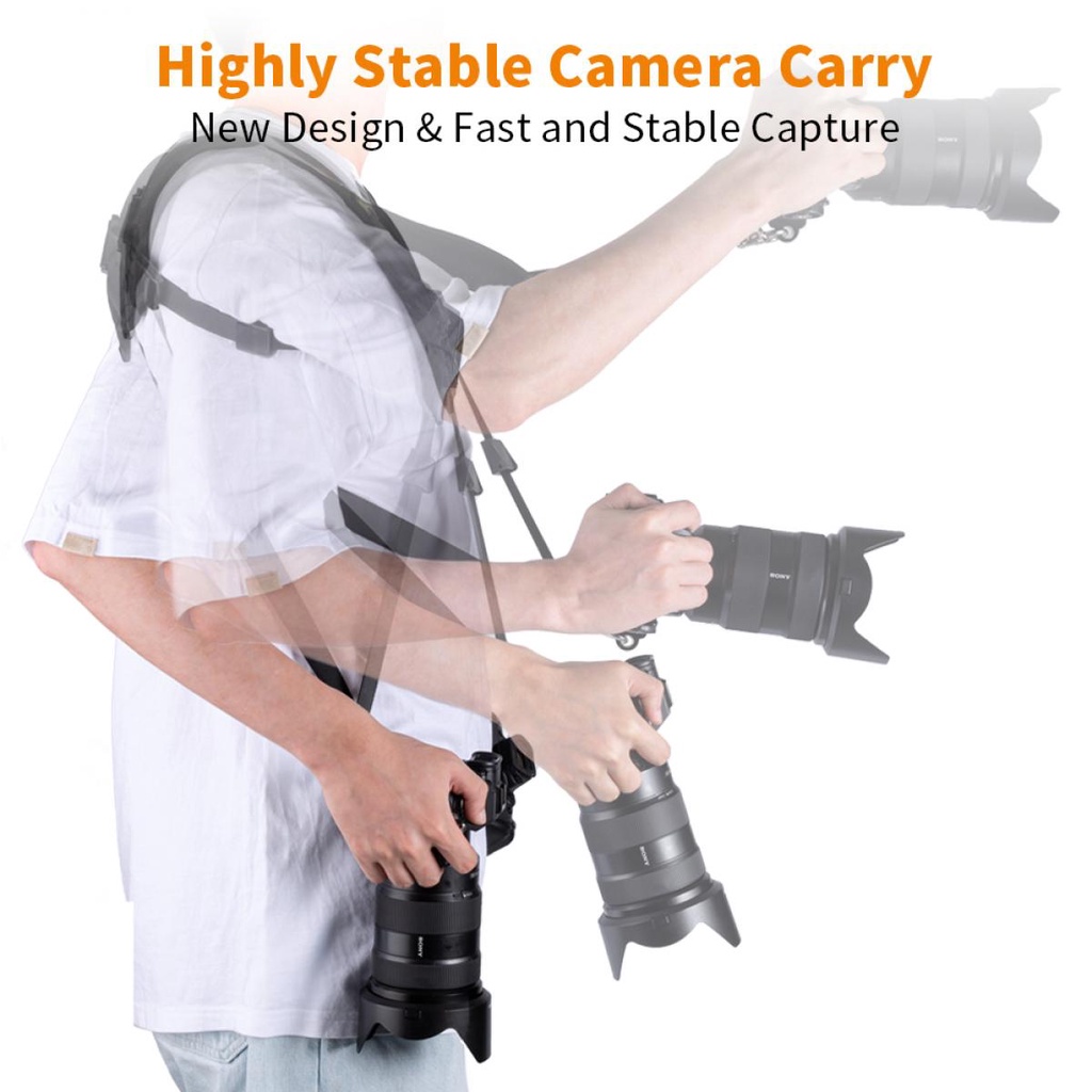 K&F Concept G375 70cm Adjustable Double Shoulder Strap w/ Quick Release ...