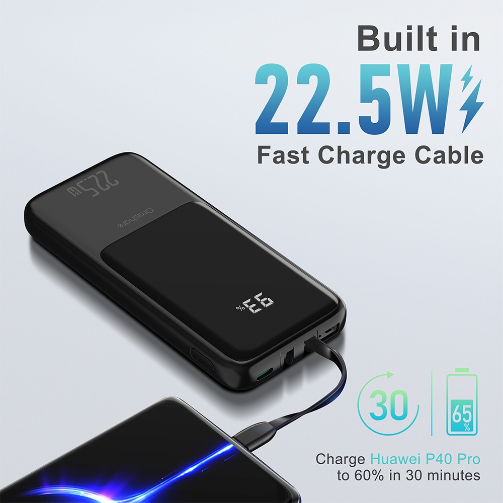 Orashare OH10 Power Bank Built in Cable PD20W Fast Charging Powerbank ...