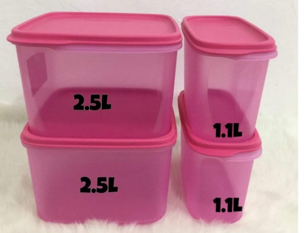 Tupperware Smart Saver Square 2.5L/ 5.4L Smart Saver Oval 1.1L Pink ...