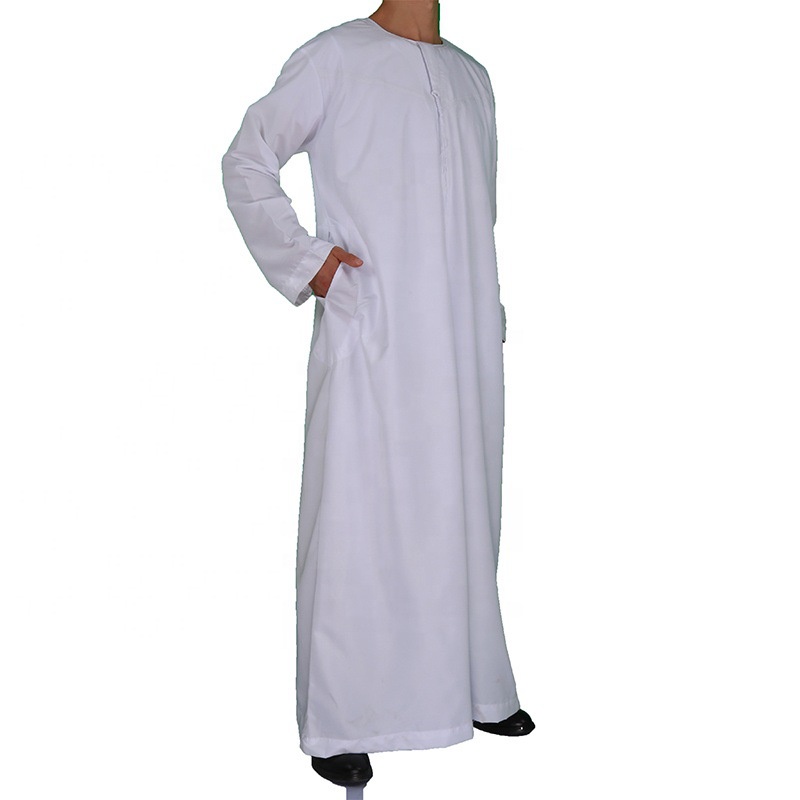 Muslim White Robe Middle East Oman Robe Men's Polyester Crew Neck ...