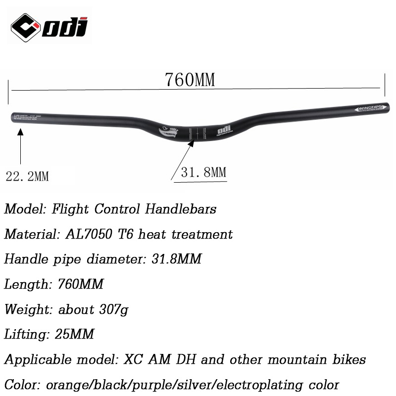 ODI MTB Handlebar Fit 31.8mm Bicycle Stem 760mm Mountain Bike Handlebar ...
