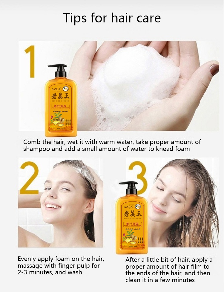 AZLA Ginger Hair Shampoo Fast Regrowth Hair Thick Anti-Hair Loss Anti ...