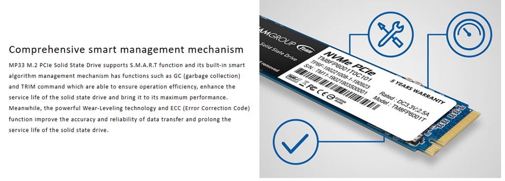 Team Group MP33 1TB 2280 PCIe x4 NVMe 3D NAND