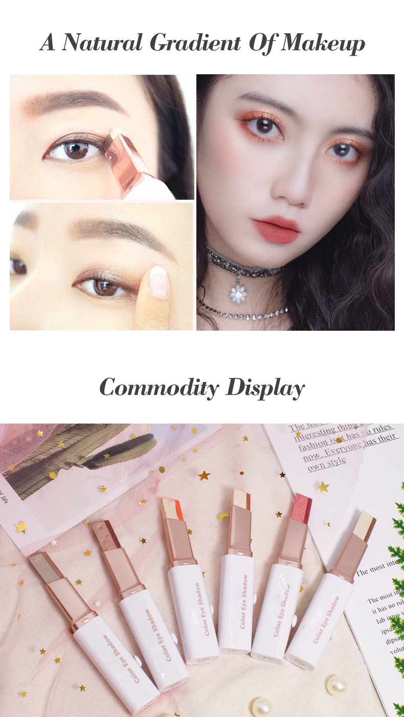 Waterproof Bling Double Color Gradient Velvet Eye Makeup Shadow Stick ...