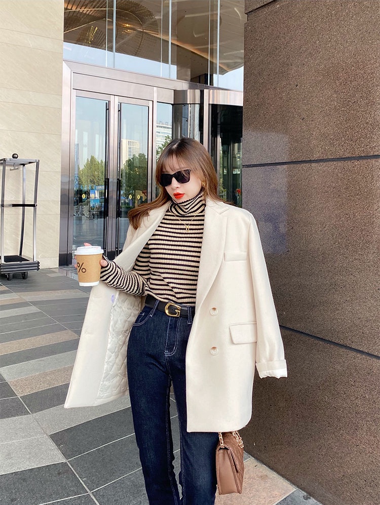 Striped Sweaters for Women Vintage Women's Sweater Knitted Turtleneck