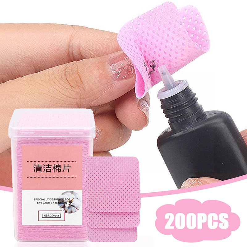 200Pcs Lint Free Paper Cotton Wipes Eyelash Extension Glue Remover Pads