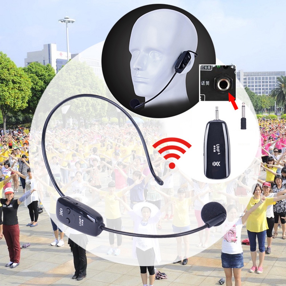 Portable Long Battery Life Durable Wireless Microphone Headset Mic for ...