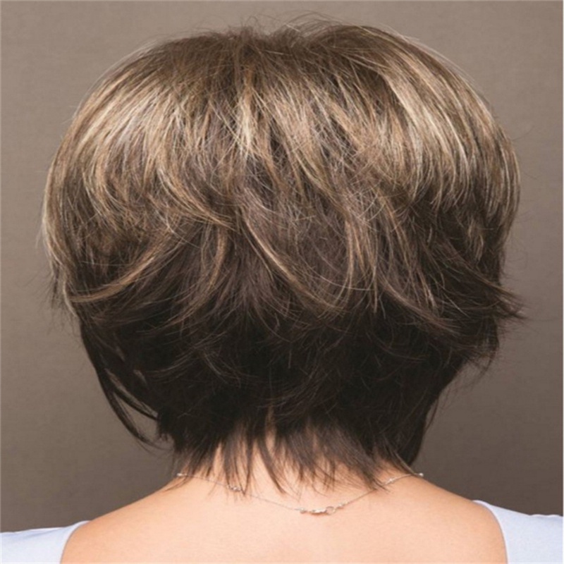 Wigs Women's Short Straight Hair Button Net Full Head Wigs Women's ...