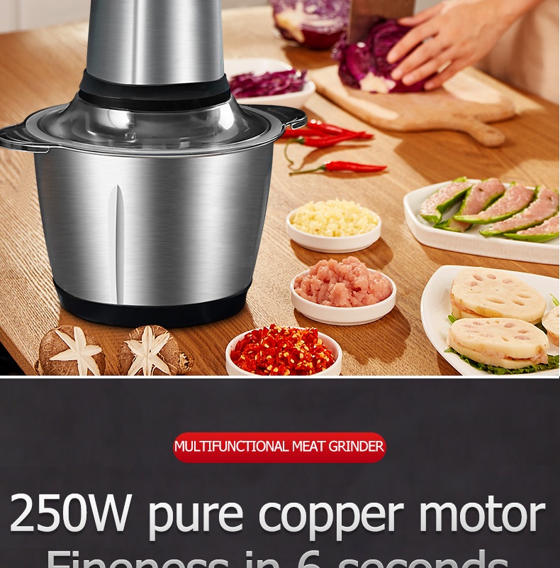 Meat grinder 2L capacity kitchen meat grinder stainless steel