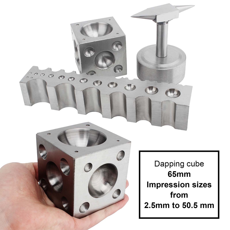50-Piece Metal Forming Dapping Set with Block, Anvil, and Swage, Multi ...