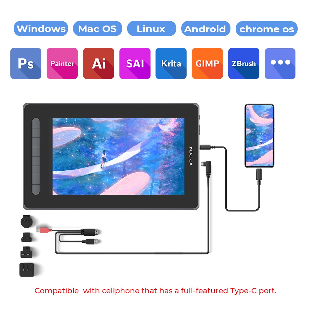 XPPen Artist 12 2nd Pen Display Drawing Monitor Graphic Display With X3 ...