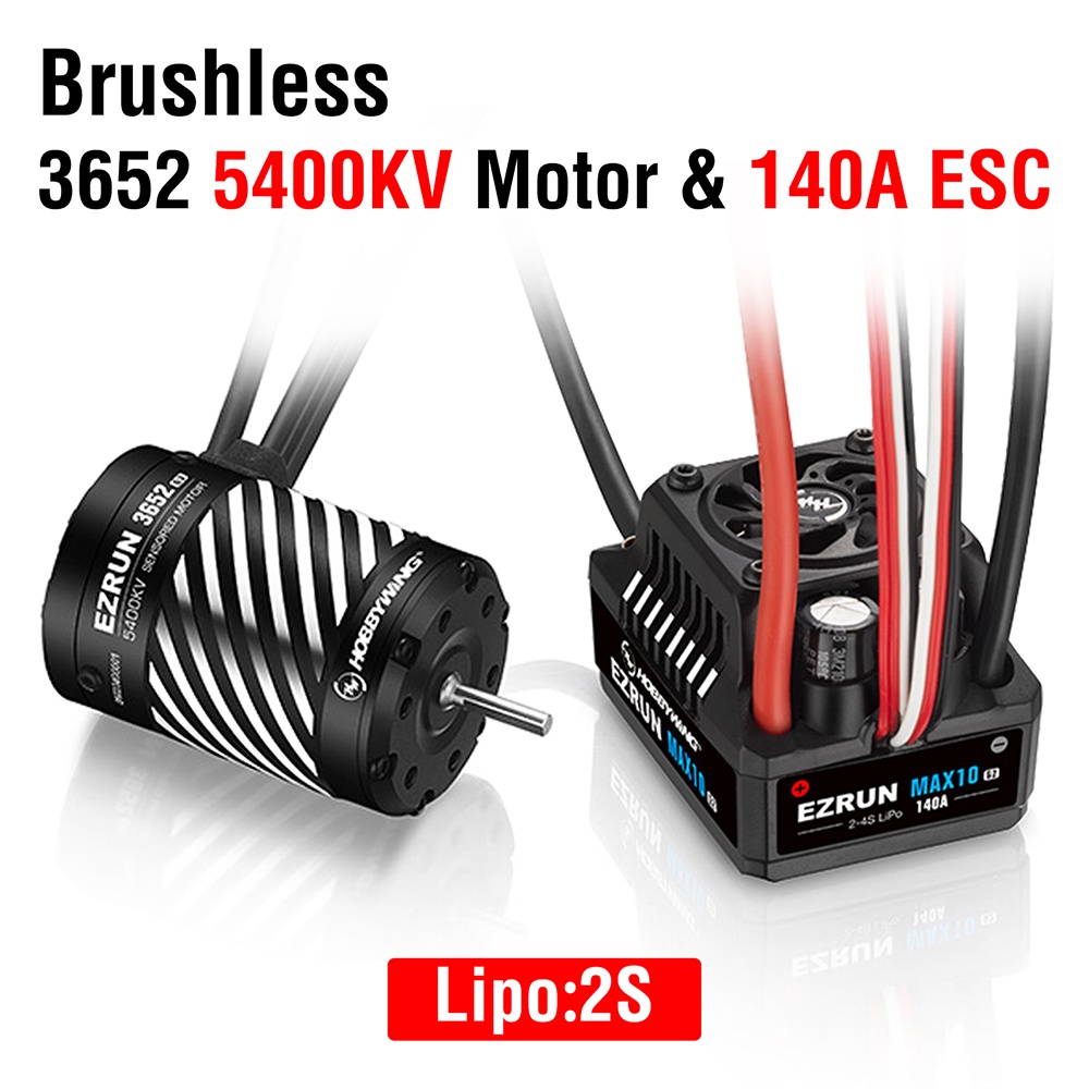 Ezrun MAX10 G2 140A combo con 3665SD-4000kV albero 5mm Short Course