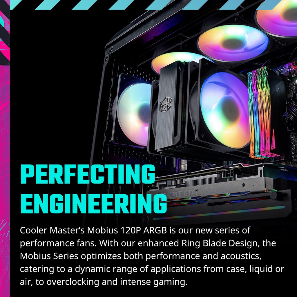 Cooler Master MOBIUS 120P ARGB CPU Fan Ring Fan Blade Geometry ...