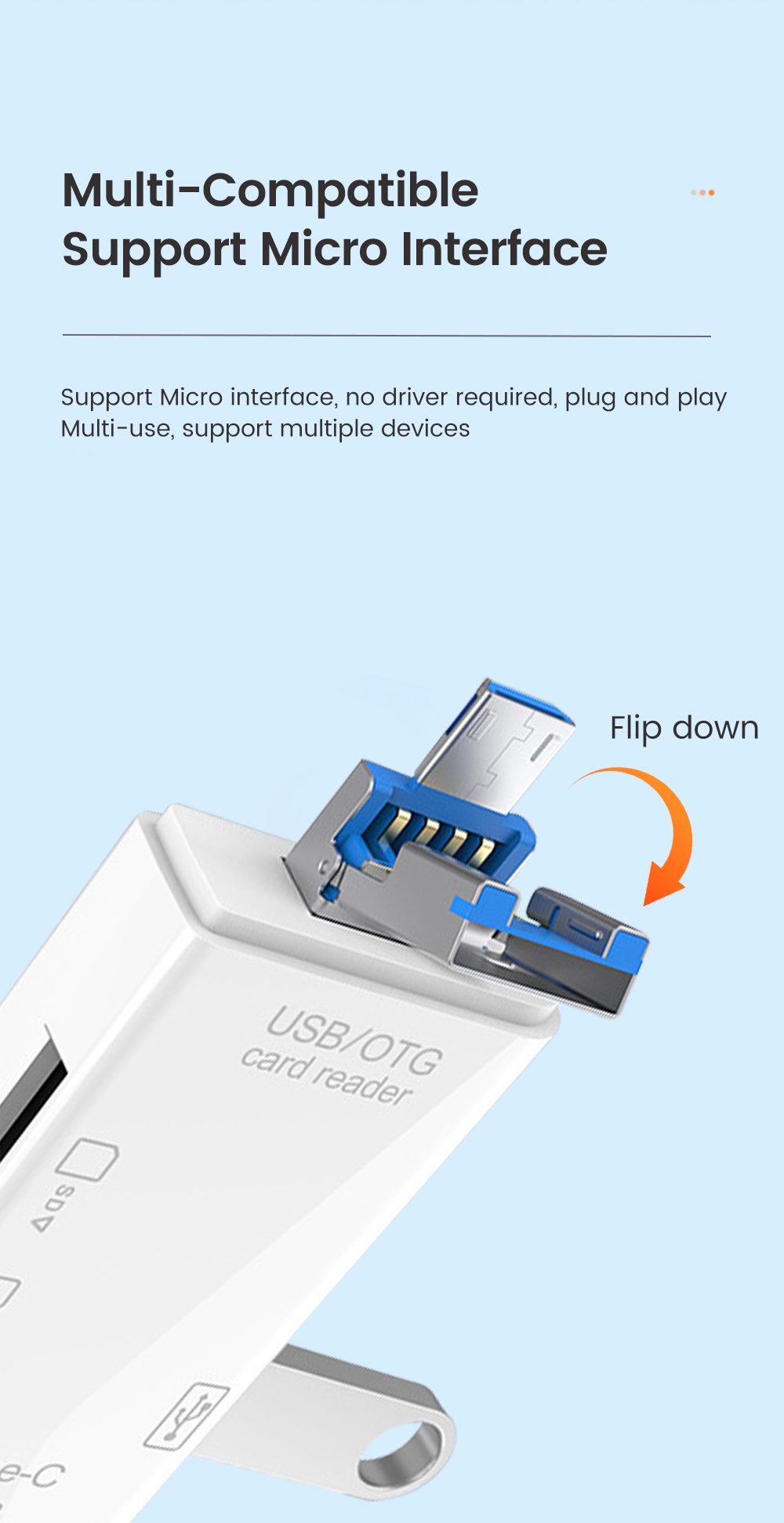 6 in 1 Multifunctional usb type C/usb/micro usb/tf/SD Smart Memory Card ...