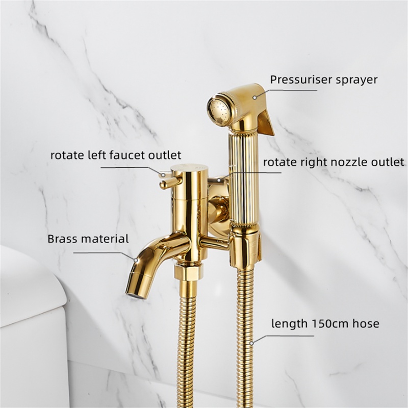 Solid brass bathroom shower sprayer gold polished handheld toilet bidet ...