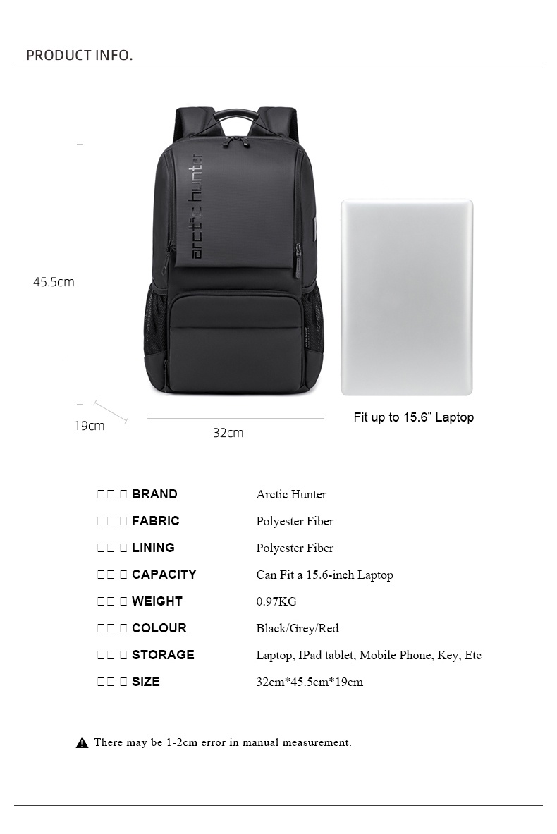 Arctic Hunter City Hunter Series B00532 Water Resistant Anti Theft ...