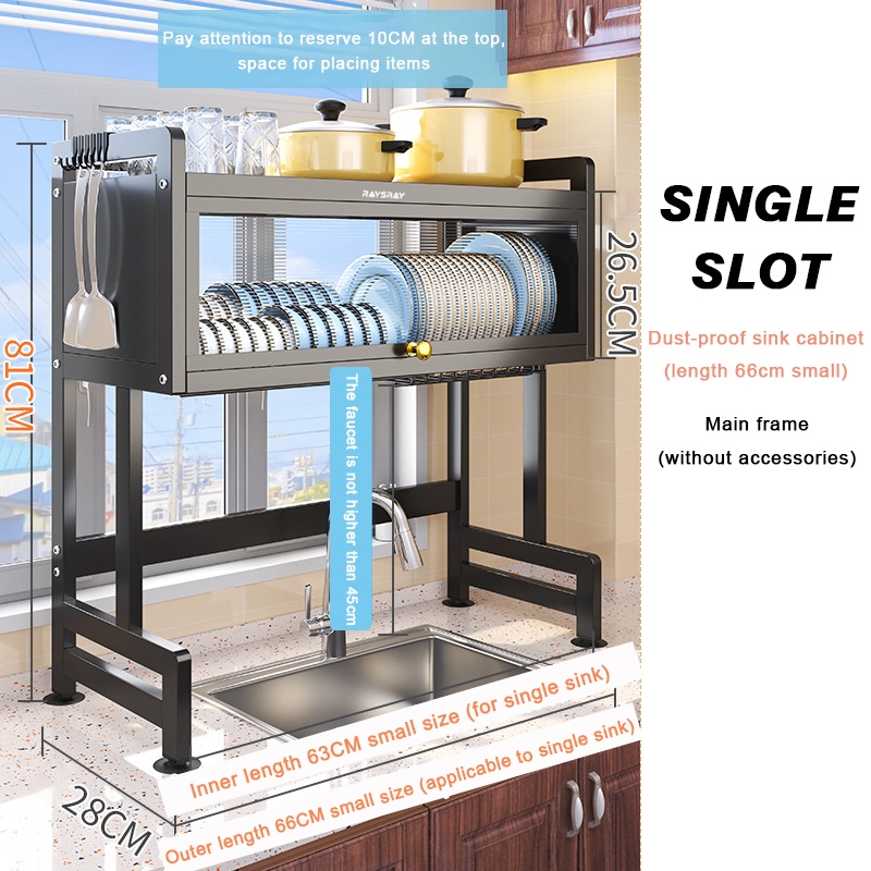 RAYSRAY Kitchen sink rack with cover, dust-proof storage rack, drainage ...