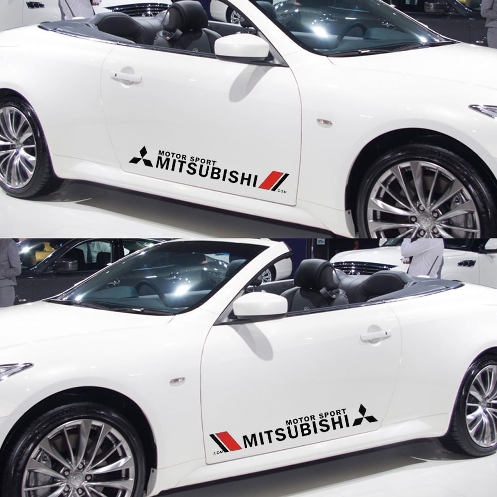 2PCS Mitsubishi Motor Sport Car Sticker Car Body Side Door Decals for ...