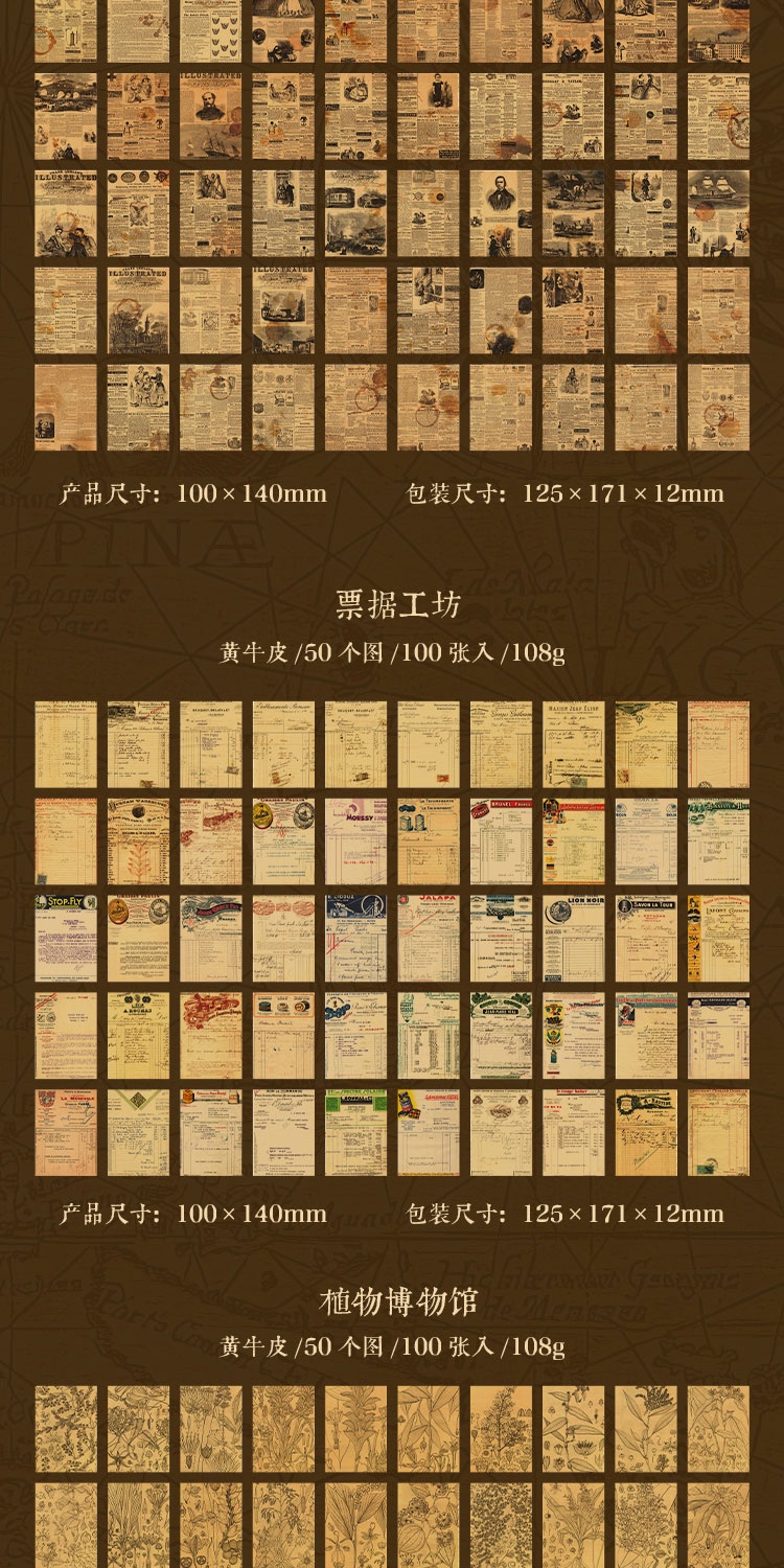 Journamm 100pcs/pack Vintage Kraft Paper DIY Scrapbooking Materials ...