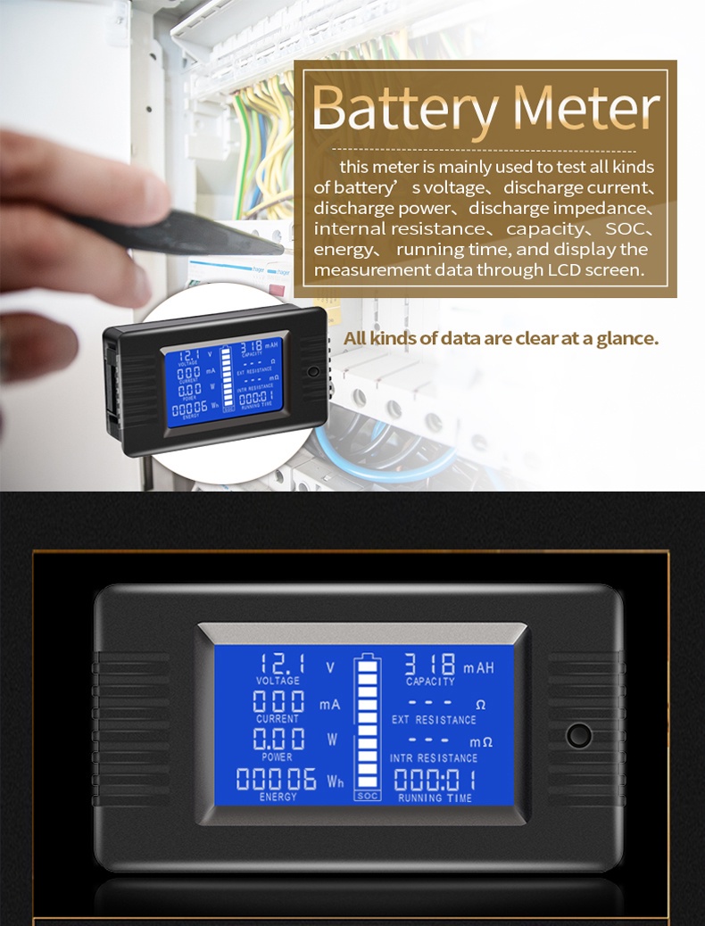 DC Battery Monitor Meter, 0-200V/0-300A, LCD Australia | Ubuy