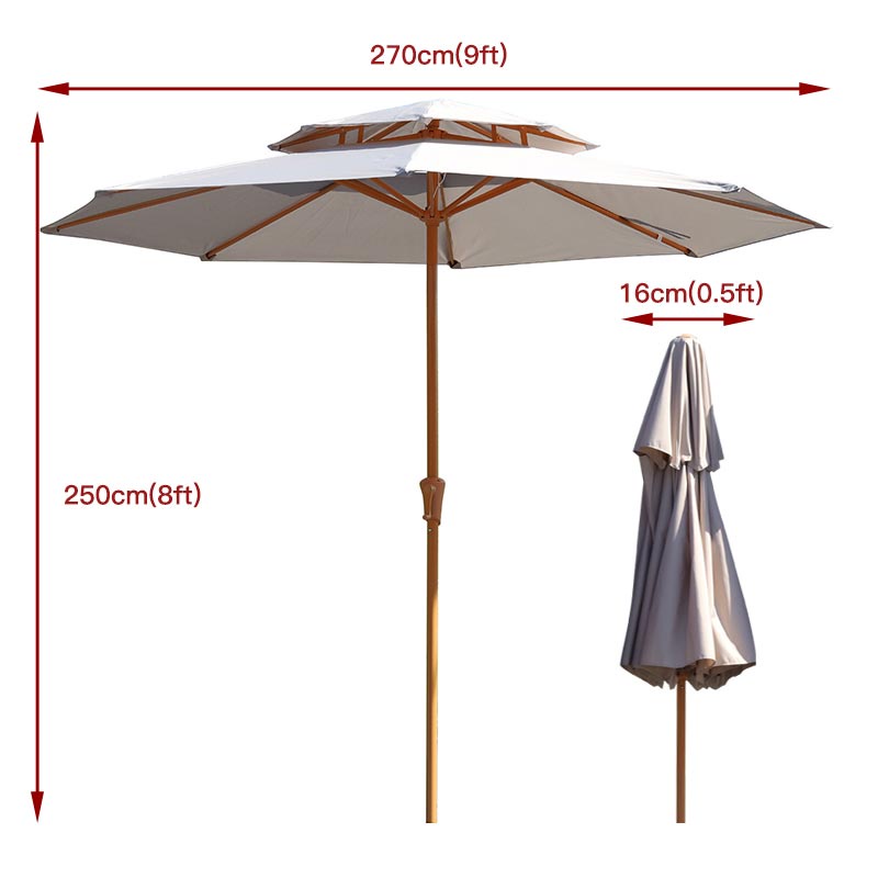 KIMDELIN Dia2.7M Double Layer Garden Umbrella Outdoor Patio Umbrella ...