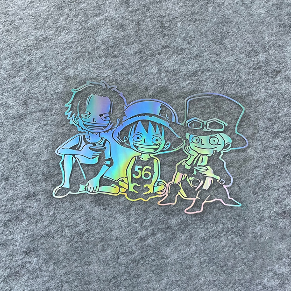 “One Piece” Cartoon Reflective Car Sticker Luffy Sabot Ace Sit Down Car ...