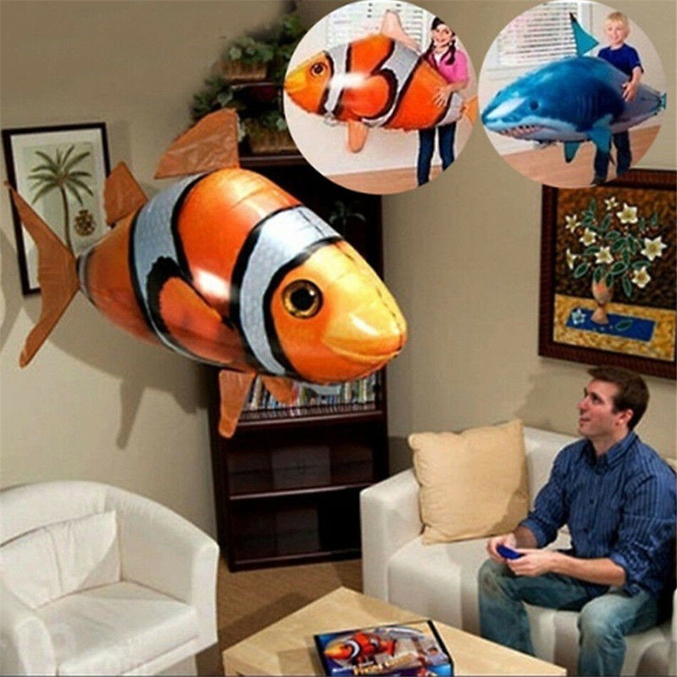 Toy Remote Control Inflatable Balloon Air Swimmer Flying Nemo Shark ...