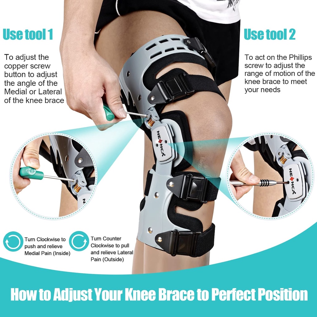 NEENCA 052 Unloader ROM Knee Brace Support Orthopedic Hinged ACL MCL ...