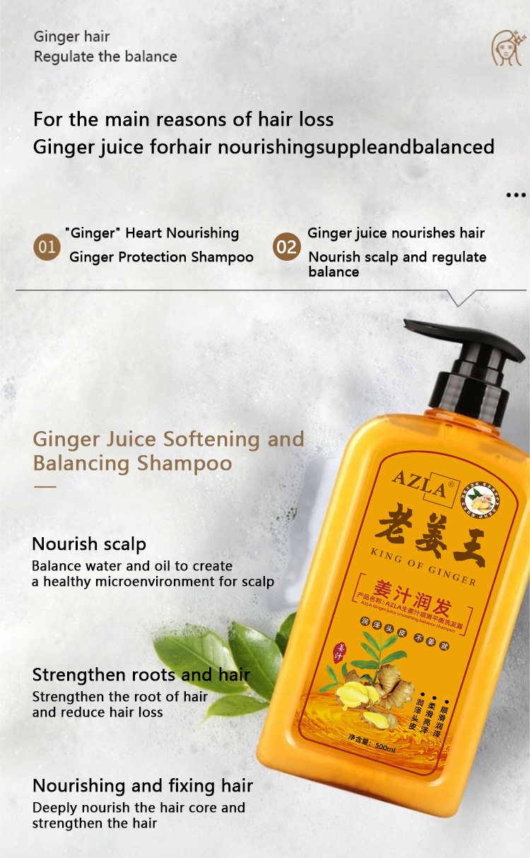 AZLA Ginger Hair Shampoo Fast Regrowth Hair Thick AntiHair Loss Anti