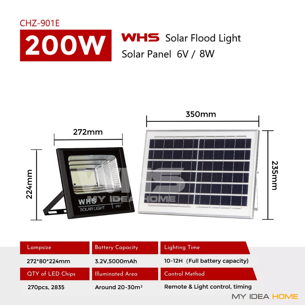 WHS Solar Flood Light 200W 300W 500W Solar Light LED ip67 Outdoor light ...