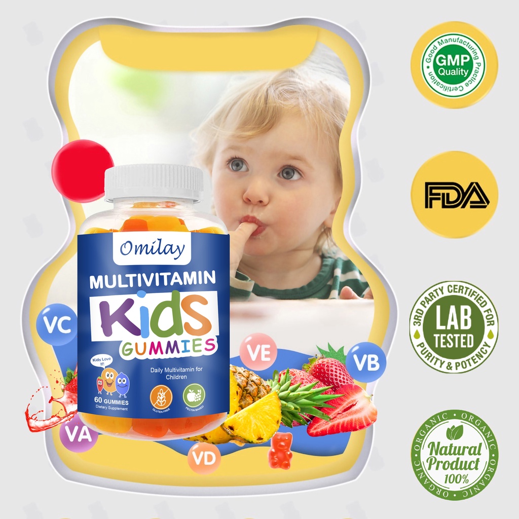 Omilay Multivitamin Vitamins Gummies for Kids Supplement Vitamin D3, A ...