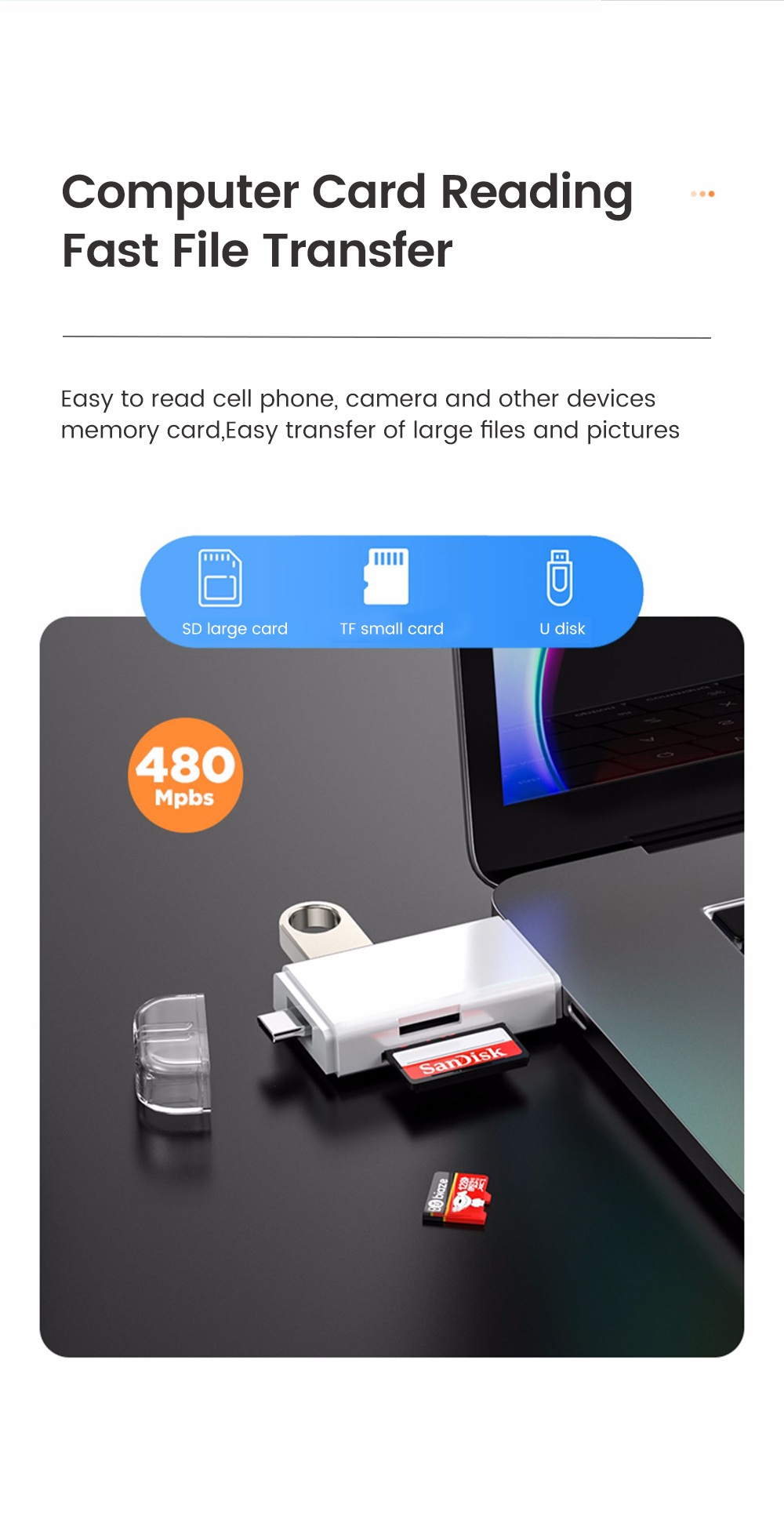 6 in 1 Multifunctional usb type C/usb/micro usb/tf/SD Smart Memory Card ...