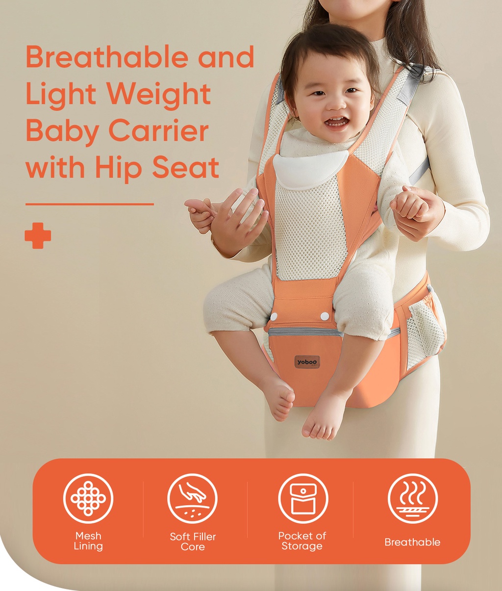 Yoboo Ergonomic Baby Carrier | Breathable | Lightweight ...