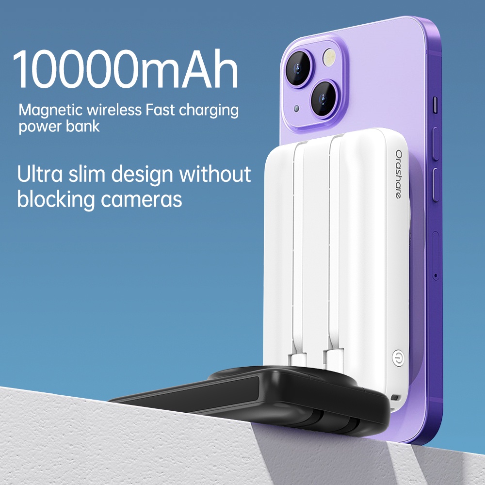 thumbnail image 2 of 10000mAh Solar Power Bank With Wireless Charging & Built-in Cables – LED Flashlight & Security Alarm 2 of 5