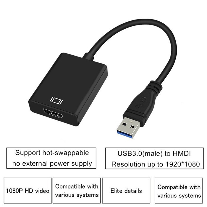 HD 1080P USB To HDMI Converter USB 3.0 Adapter Display 2 In 1 For Windows Laptop Monitor Projector TV PC USB To HDMI - | PH - Foto 10